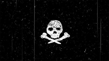 Wall Mural - white skull shape on black. seamless loop animation