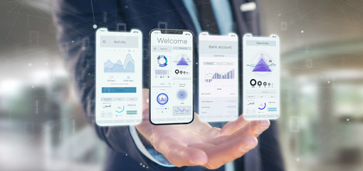 Wall Mural - application interface ui on a smartphone - 3d rendering
