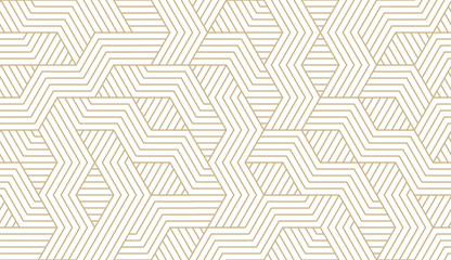 Abstract simple geometric vector seamless pattern with gold line texture on white background. Light modern simple wallpaper, bright tile backdrop, monochrome graphic element