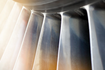 Wall Mural - Blades of fan turbojet engine with sunlight