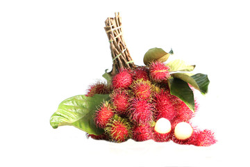 Close-up the rambutan and white background