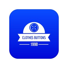 Clothes button design icon blue vector isolated on white background