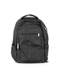 Black backpack isolated over white background with clipping path