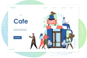 Poster - cafe vector website landing page design template
