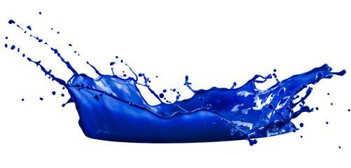 Wall Mural - dark blue paint splash isolated on black background