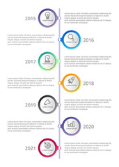  timeline Infographic template with icons options or steps . circle infographic . business infographic for process diagram, presentations, workflow layout, banner, flow chart, info graph.