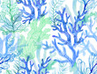 © Арина Трапезникова - Watercolor corals. Seamless pattern with the underwater world