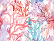 © Арина Трапезникова - Watercolor corals. Seamless pattern with the underwater world