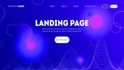 abstract wavy landing page. trendy and modern digital background. futuristic design posters