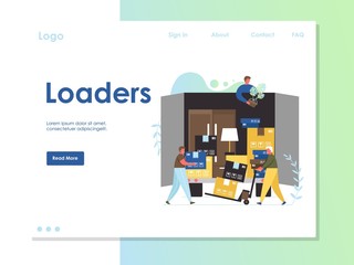 Poster - loaders vector website landing page design template