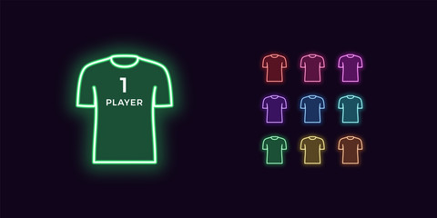 Wall Mural - Neon T-shirt icon, Player or Gamer. Sport shirt