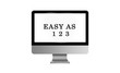 easy as 1 2 3 written on modern laptop isolated on white background simplicity concept 3D illustration 