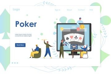 Poker vector website landing page design template