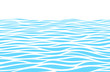Blue water waves perspective landscape. Vector horizontal seamless pattern
