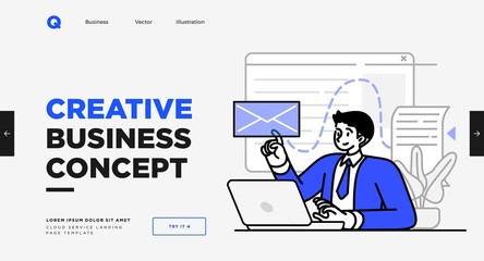 Wall Mural - presentation slide template or landing page website design. business concept illustrations. modern f