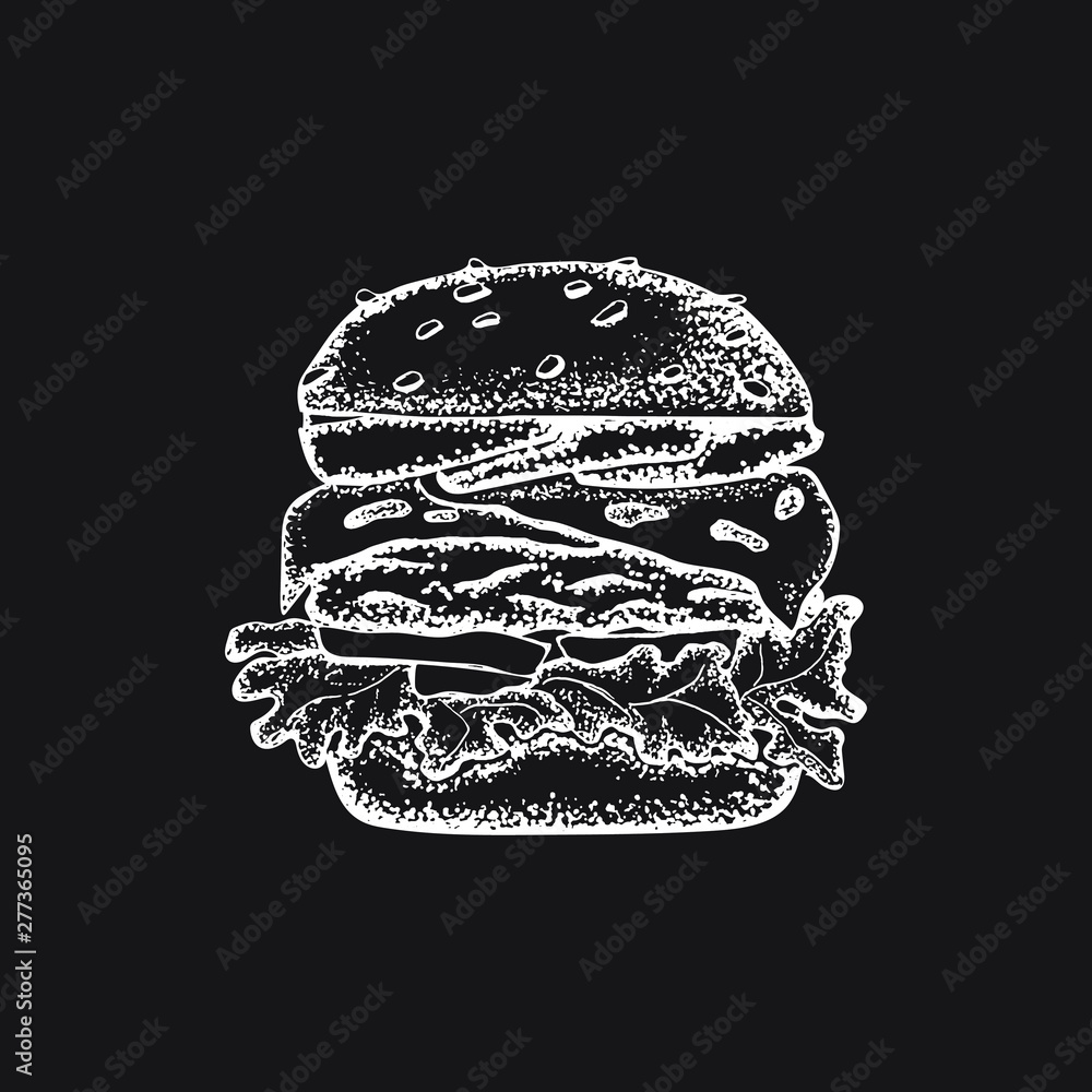 Set of hand-drawn fast food. Background with food for menu and ...