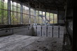 School gym in abandoned town called Prypiat in Chernobyl Exclusion Zone, Ukraine