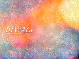 Wall Mural - Abstract illustration mandala graphic with watercolor painting, celebration for Happy Diwali festival of light backgrounds