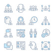 © NikWB - Human resources, Head hunting and Management related blue line colored icons.
