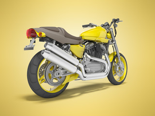 Wall Mural - Yellow motorbike for two places isolated 3d render on yellow background with shadow