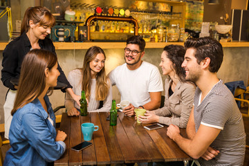 Wall Mural - Talking to the waitress