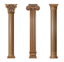 Wall Mural - Set of vector classic wood columns
