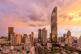 Bangkok business district cityscape with skyscraper at twilight, Thailand
