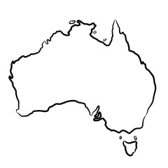 Wall Mural - Australia map from the contour black brush lines different thickness on white background. Vector illustration.
