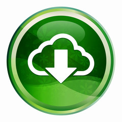 Wall Mural - Cloud download icon Natural Green Round Button