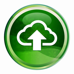Wall Mural - Cloud upload icon Natural Green Round Button