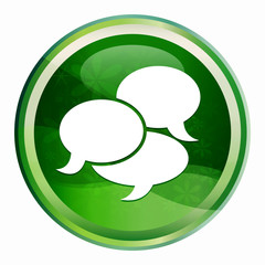Wall Mural - Conversation icon Natural Green Round Button
