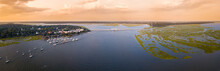 180 Degree Aerial Panorama Of Beaufort, South Carolina, USA.
