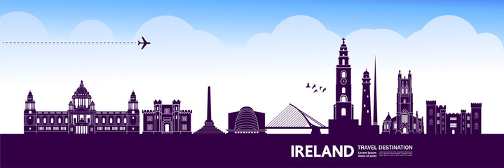 Fototapete - Ireland travel destination grand vector illustration.