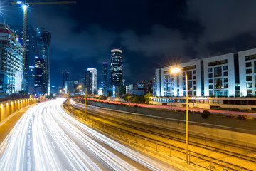 Wall Mural - Panorama Of Tel Aviv City And Ayalon Freeway At Night