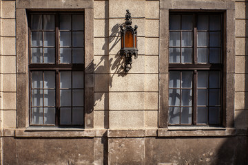 beautiful vintage windows with a lantern.