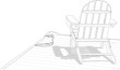 © Page Light Studios - Hand drawn illustration. An Adirondack chair sitting on a dock by a lake. Concept of a peaceful, relaxing vacation.