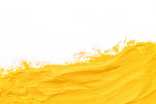 Blog Or Presentation Background With Yellow Sand Texture On White Top View Space For Text