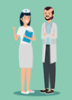 © Gstudio - woman nurse and man doctor with uniform