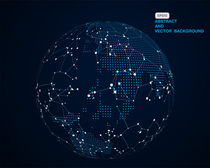 3D abstract concept earth, internet and blockchain concept, the significance of internationalization and globalization