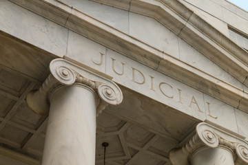 Judicial court building white marble and pillars.