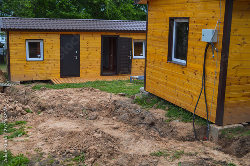 Construction Of Small Yellow Wooden Frame Prefabricated Pre