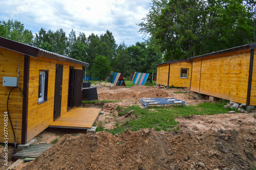 Construction Of Small Yellow Wooden Frame Prefabricated Pre