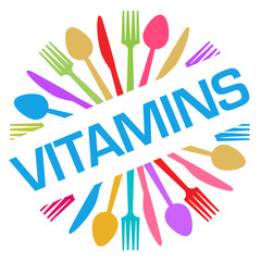 Vitamins Spoon Fork Knife Colorful Badge Style 