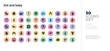 © zaurrahimov - 50 kid and baby vector icons set in a colorful hexagon buttons