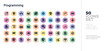 © zaurrahimov - 50 programming vector icons set in a colorful hexagon buttons