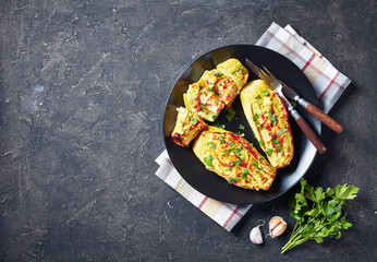 Poster - close-up Stuffed courgettes on a plate