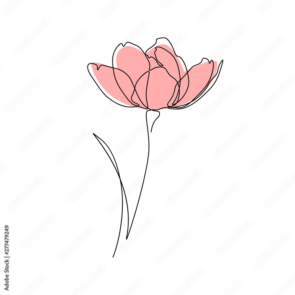 Abstract flower in one line art drawing style. Vector illustration ...