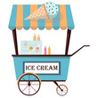 Ice cream cart isolated on white background.