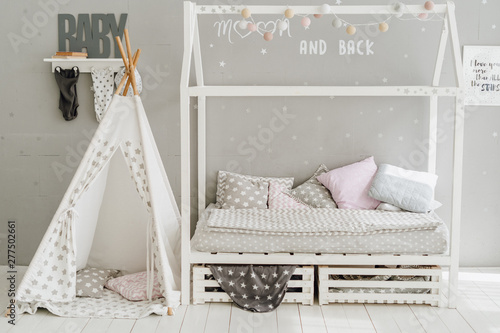 Baby Bedroom Interior Room Pastel Pillow Design Child Bed