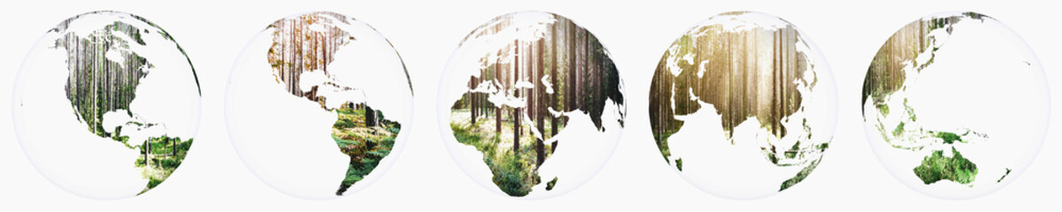 Planet Earth forest globe set